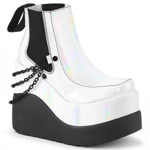 Demonia Void 50 - Wedge Tiered Platform Chelsea Women Ankle Boots White USA | JS3-07550U9