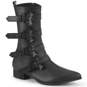 Demonia Warlock 110 b - Heel Pointed Toe Winklepicker Women Mid-Calf Boots Black USA | UB1-71857N5