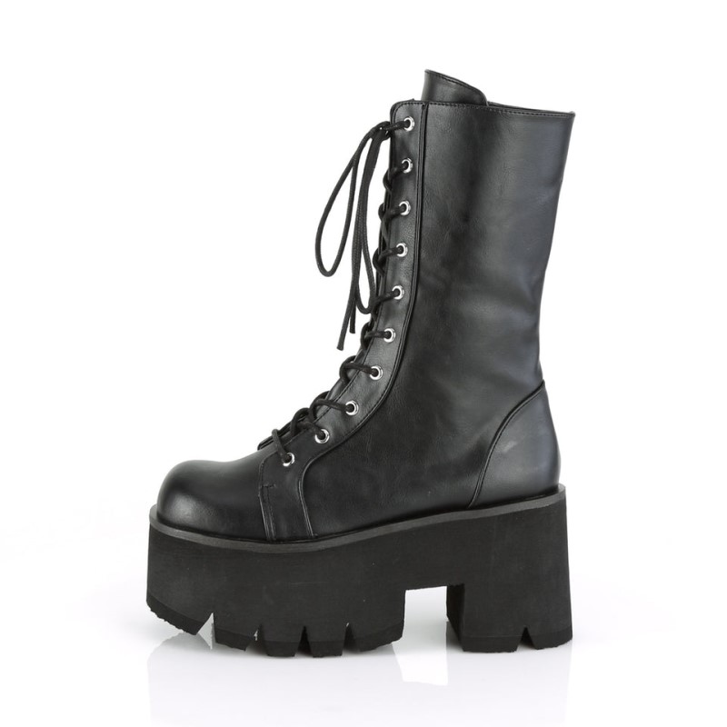 Demonia Ashes 105 - Heel Platform Women Mid-Calf Boots Black USA | EX4-83078H9