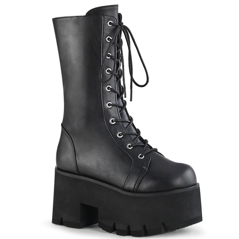 Demonia Ashes 105 - Heel Platform Women Mid-Calf Boots Black USA | EX4-83078H9