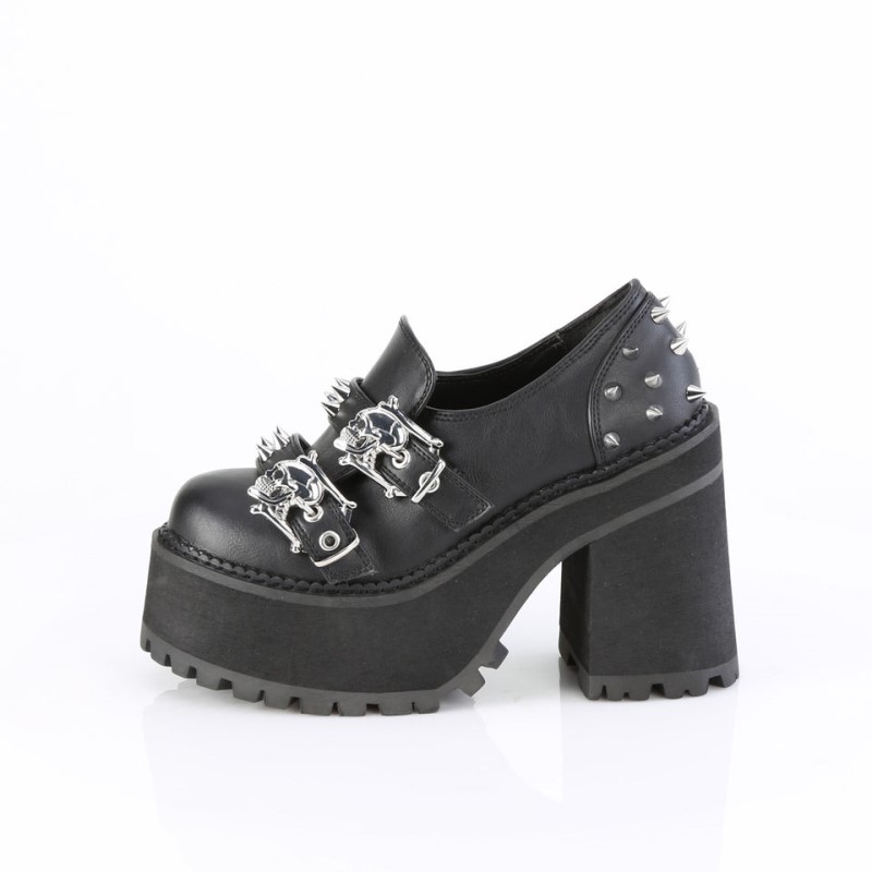 Demonia Assault 38 - Heel Platform Women Loafers Black USA | KG5-39473E6