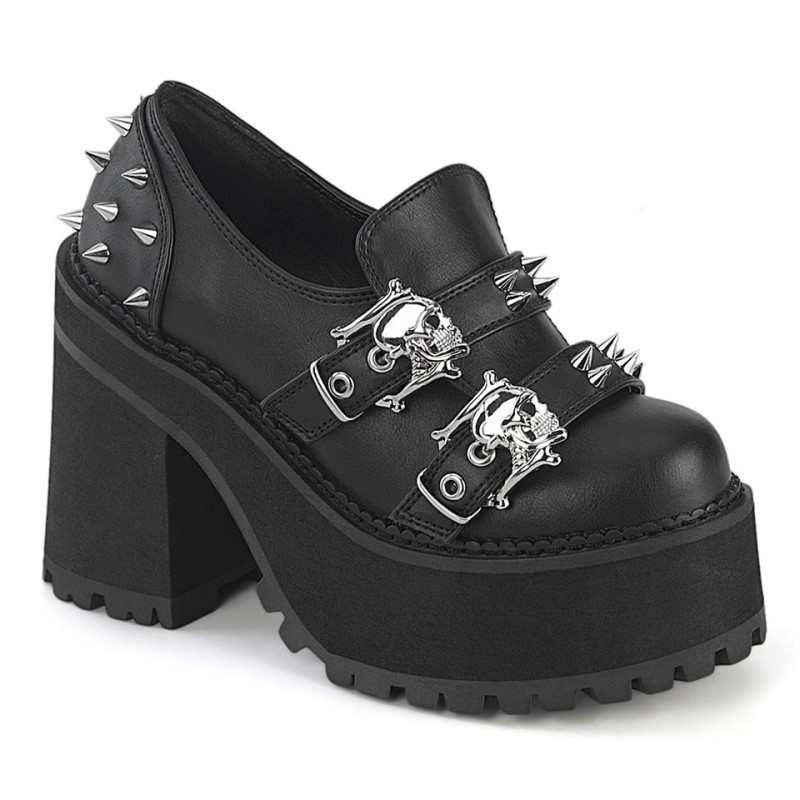 Demonia Assault 38 - Heel Platform Women Loafers Black USA | KG5-39473E6