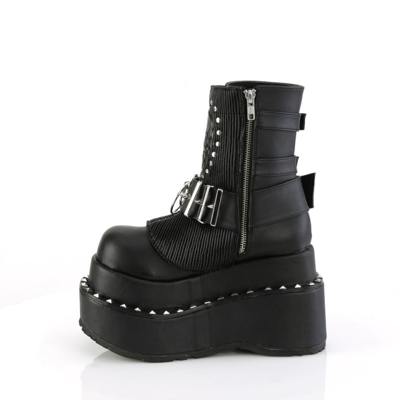 Demonia Bear 150 - Tiered Pyramid Stud Trimmed Platform Lace Up Women Ankle Boots Black USA | RX0-47264X9