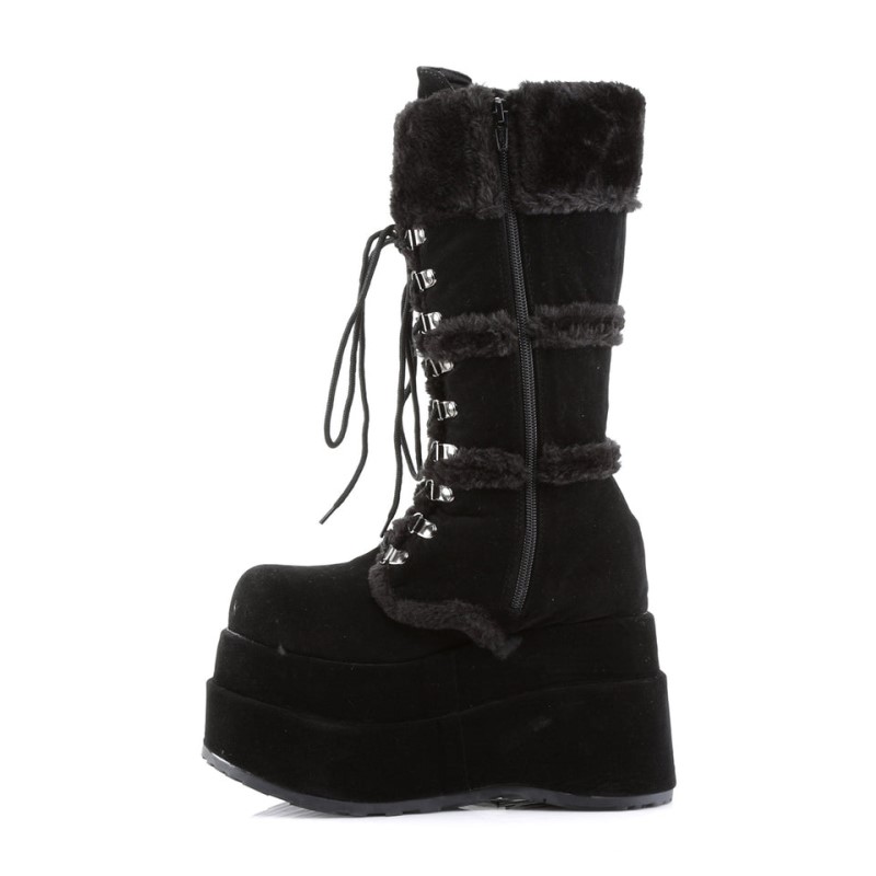 Demonia Bear 202 - Stacked Platform Calf Women Knee-High Boots Black USA | PH9-07610F8