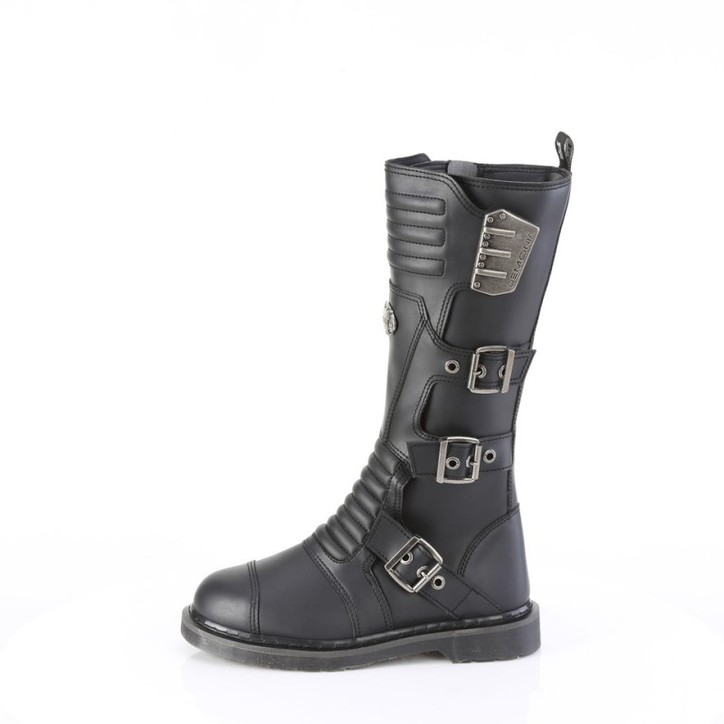 Demonia Bolt 405 - Heel Combat Boot Men Knee-High Boots Black / Black USA | JA3-49294P3