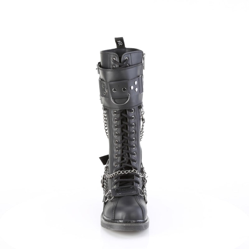 Demonia Bolt 415 - Heel 18 Eyelet Combat Boot Women Knee-High Boots Black USA | GS5-27192D9