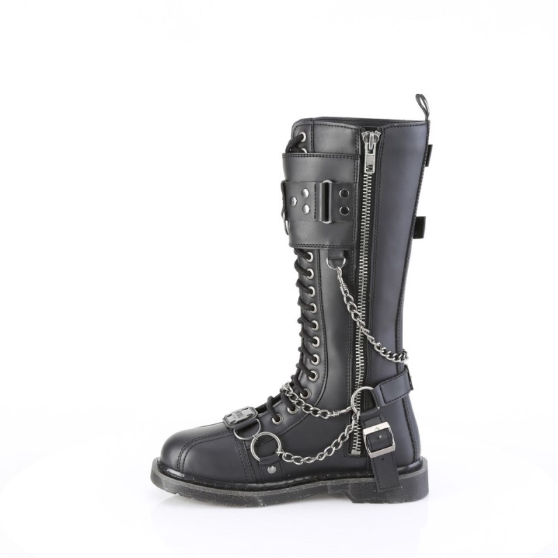 Demonia Bolt 415 - Heel 18 Eyelet Combat Boot Women Knee-High Boots Black USA | GS5-27192D9