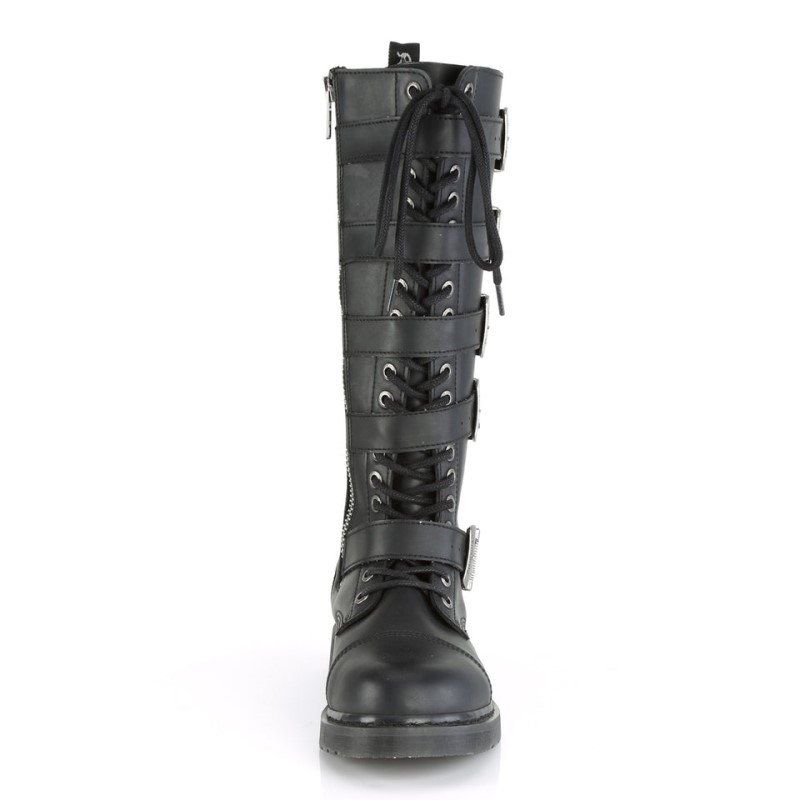 Demonia Bolt 425 - Heel 20 Eyelet Combat Boot Women Knee-High Boots Black USA | TU1-84648L6