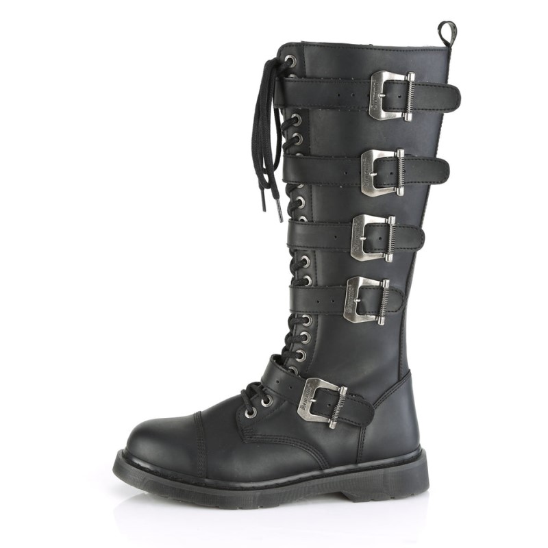 Demonia Bolt 425 - Heel 20 Eyelet Combat Boot Women Knee-High Boots Black USA | TU1-84648L6