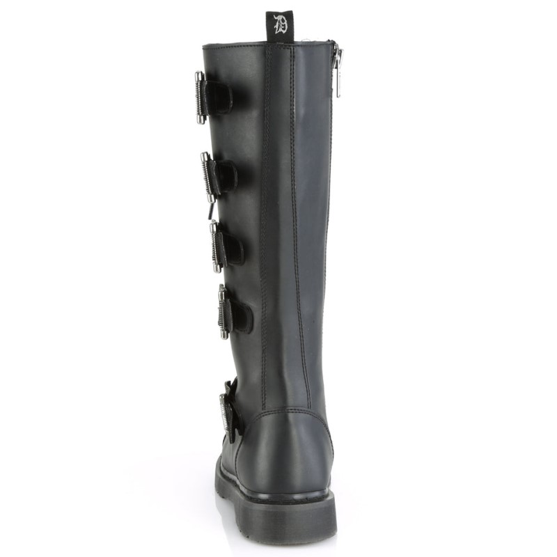 Demonia Bolt 425 - Heel 20 Eyelet Combat Boot Women Knee-High Boots Black USA | TU1-84648L6