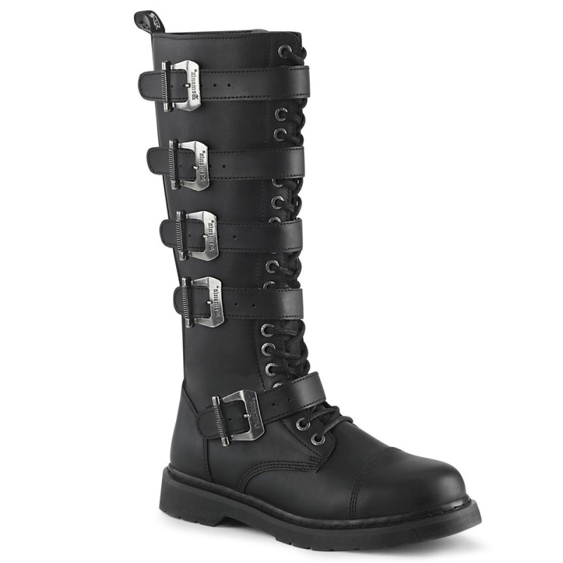 Demonia Bolt 425 - Heel 20 Eyelet Combat Boot Women Knee-High Boots Black USA | TU1-84648L6