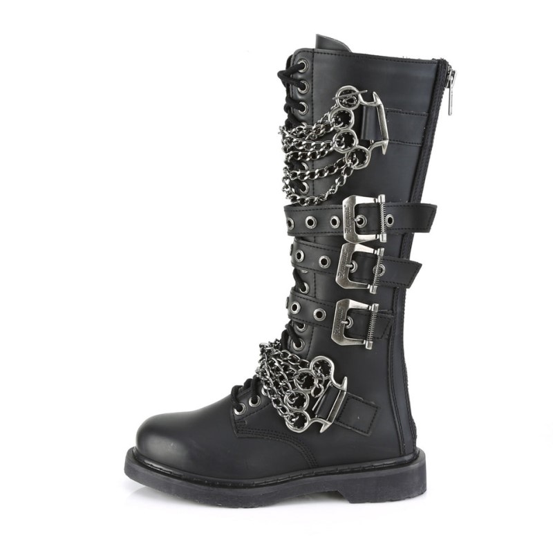 Demonia Bolt 450 - Heel 20 Eyelet Combat Boot Women Knee-High Boots Black USA | MI3-33663J5