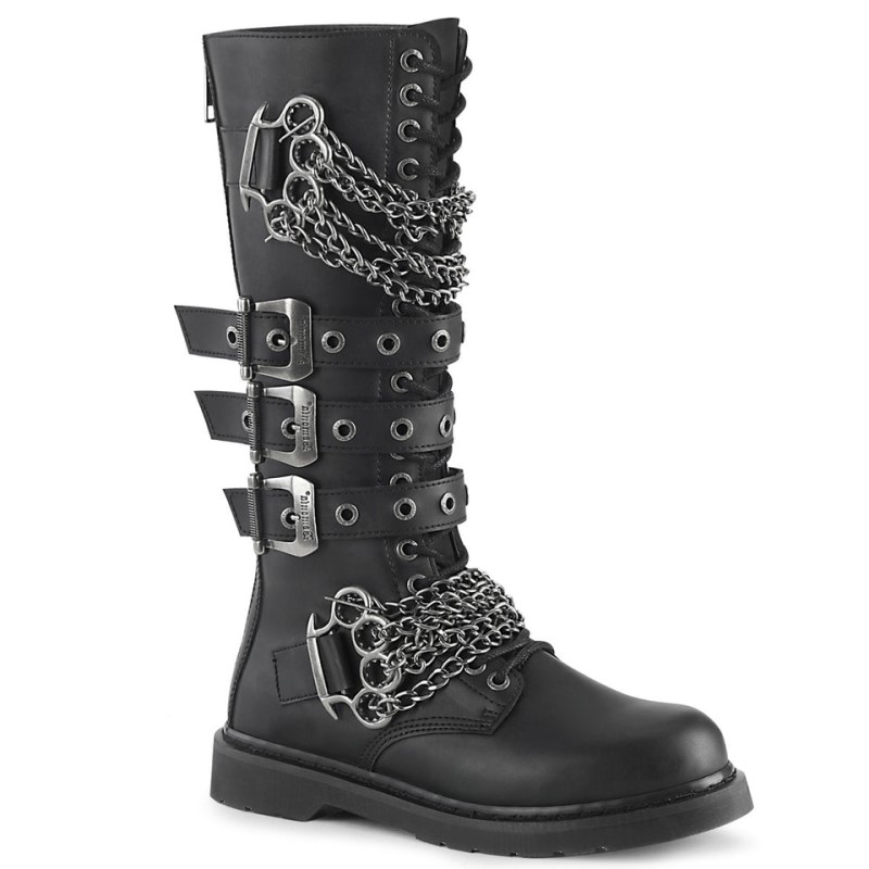 Demonia Bolt 450 - Heel 20 Eyelet Combat Boot Women Knee-High Boots Black USA | MI3-33663J5