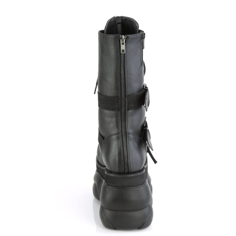 Demonia Boxer 230 - Platform Lace Up Women Mid-Calf Boots Black USA | RK0-89158M5