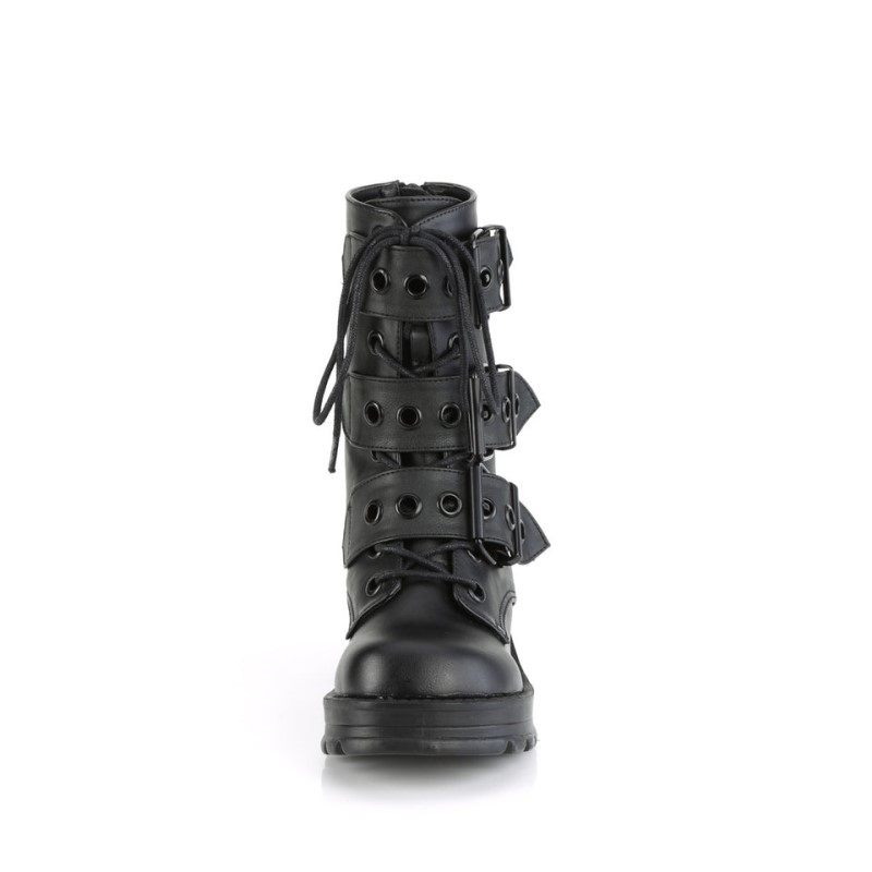 Demonia Bratty 118 - Chunky Heel Platform Lace Up Women Ankle Boots Black USA | ZO0-91399S0