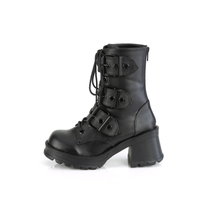 Demonia Bratty 118 - Chunky Heel Platform Lace Up Women Ankle Boots Black USA | ZO0-91399S0