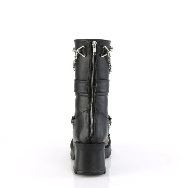 Demonia Bratty 120 - Chunky Heel Platform Women Mid-Calf Boots Black USA | ZN5-31763O4