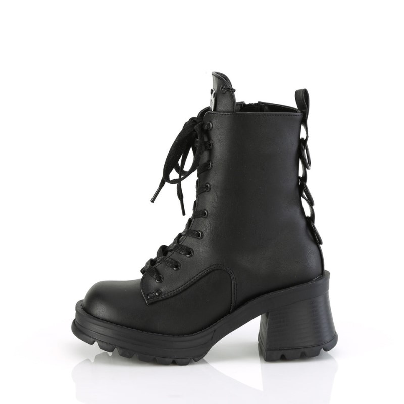 Demonia Bratty 50 - Chunky Heel Platform Lace Up Women Ankle Boots Black USA | NZ7-79797T0