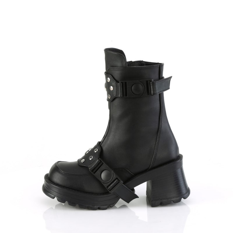 Demonia Bratty 56 - Chunky Heel Platform Women Ankle Boots Black USA | HT3-26632C2