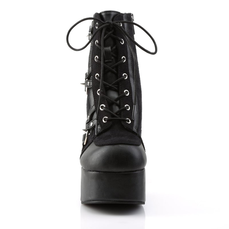 Demonia Charade 100 - Heel Platform Lace Up Women Ankle Boots Black USA | CC0-06680Q3