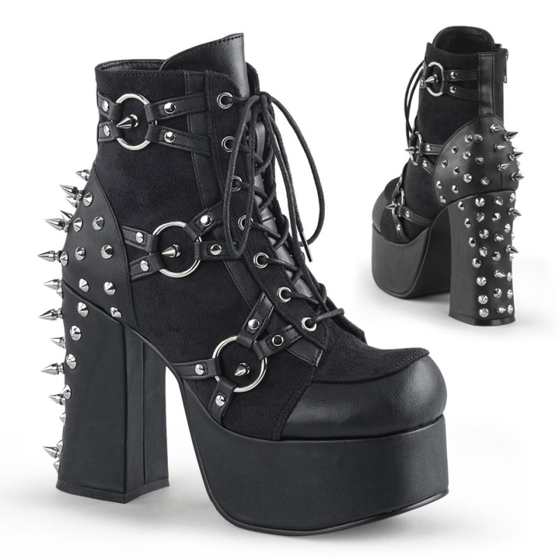 Demonia Charade 100 - Heel Platform Lace Up Women Ankle Boots Black USA | CC0-06680Q3