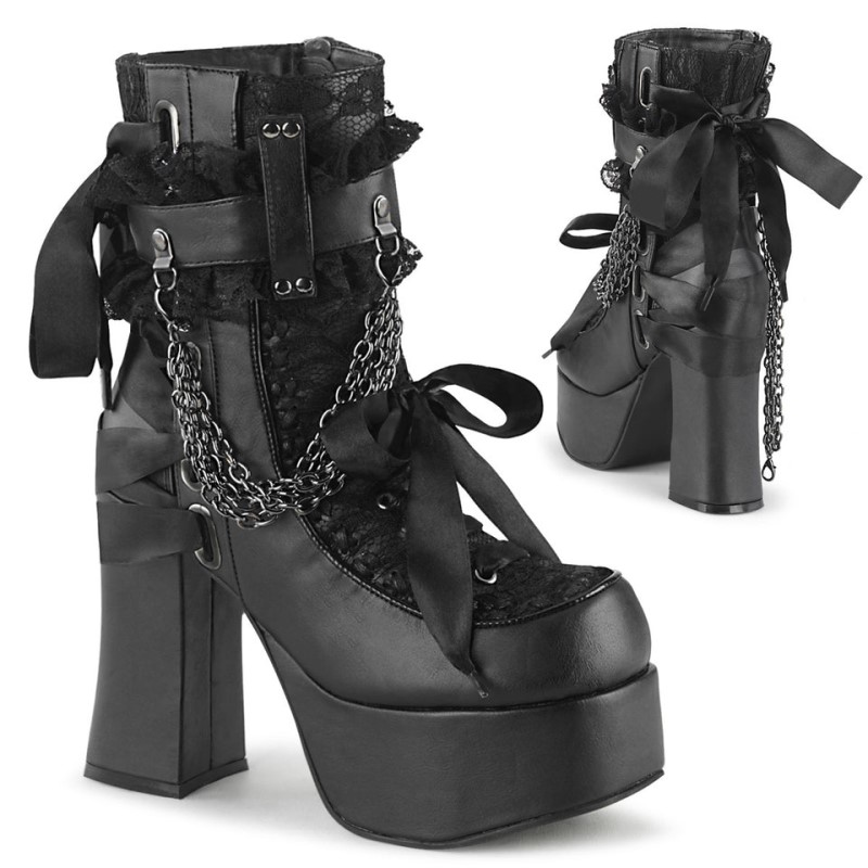 Demonia Charade 110 - Heel Platform Women Ankle Boots Black USA | NI6-68436Q6