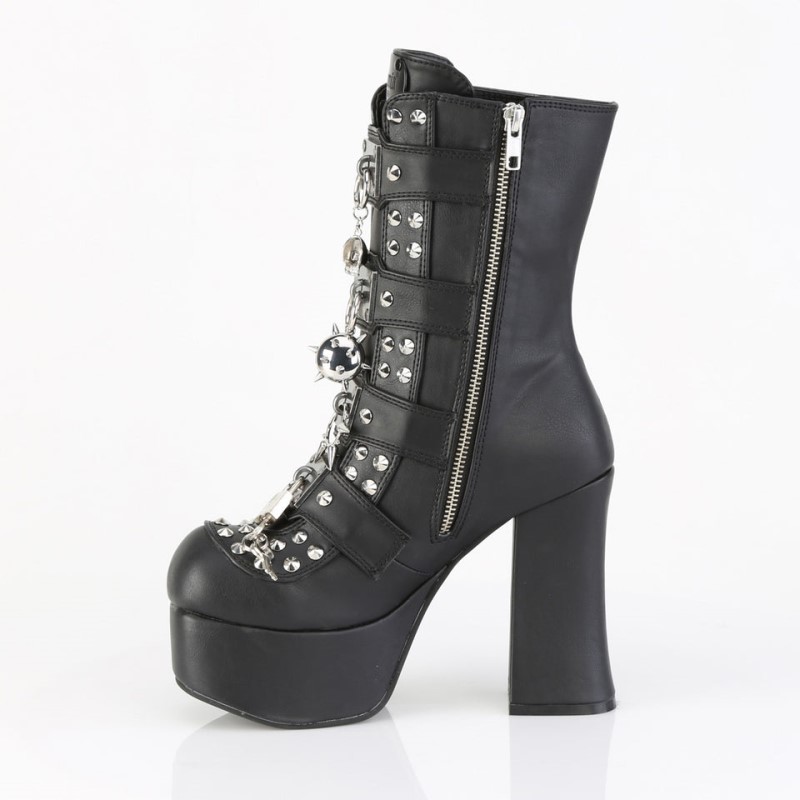 Demonia Charade 118 - Heel Platform Buckle Women Ankle Boots Black USA | GQ5-12041N8