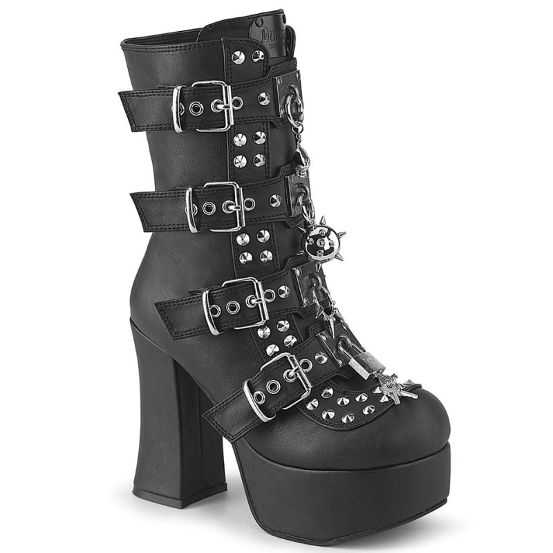 Demonia Charade 118 - Heel Platform Buckle Women Ankle Boots Black USA | GQ5-12041N8