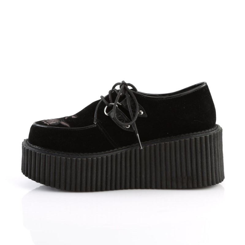 Demonia Creeper 219 - Platform Lace Up Women Creepers Black USA | NY1-94409Q7