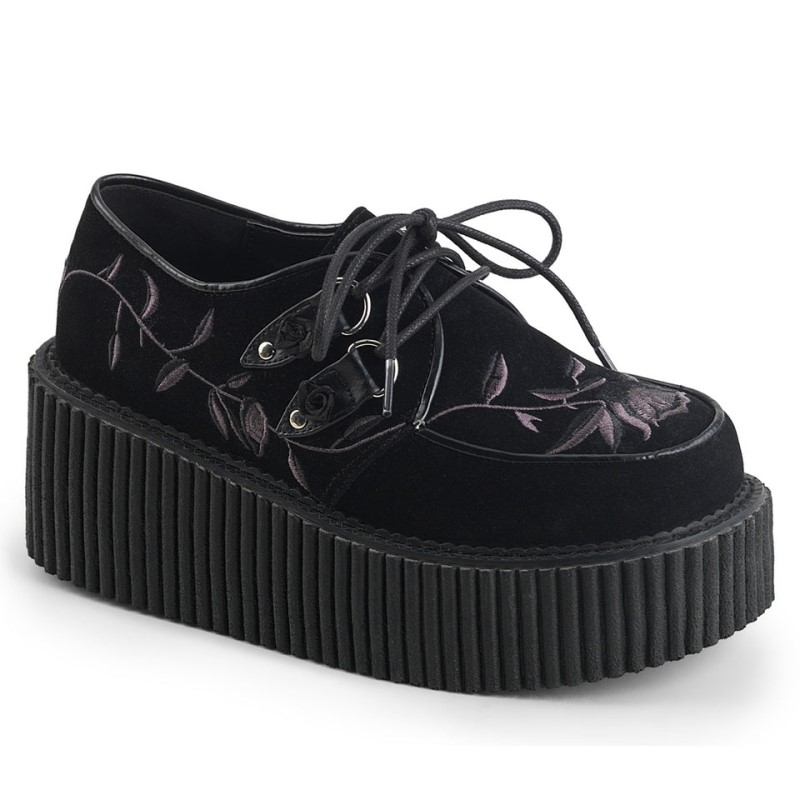 Demonia Creeper 219 - Platform Lace Up Women Creepers Black USA | NY1-94409Q7