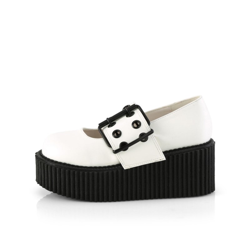 Demonia Creeper 230 - Platform Mary Jane Women Creepers White USA | PM5-34883C2