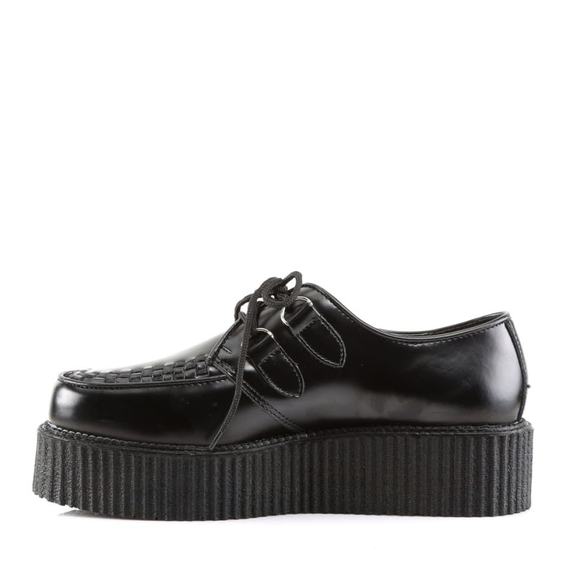 Demonia Creeper 402 - Platform Rockabilly Punk Goth Women Creepers Black / Black USA | SP4-88968D6