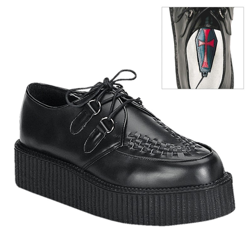 Demonia Creeper 402 - Platform Rockabilly Punk Goth Women Creepers Black / Black USA | SP4-88968D6