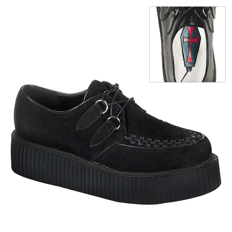 Demonia Creeper 402s - Platform Rockabilly Punk Goth Men Creepers Black USA | RC3-49514A1