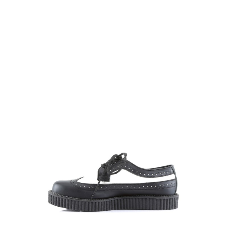 Demonia Creeper 608 - Platform Rockabilly Punk Oxford Men Creepers Black / White USA | LW8-97299I1