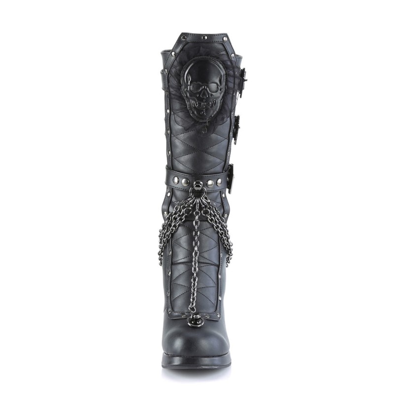 Demonia Crypto 67 - Heel Platform Women Mid-Calf Boots Black USA | CJ0-90159K2