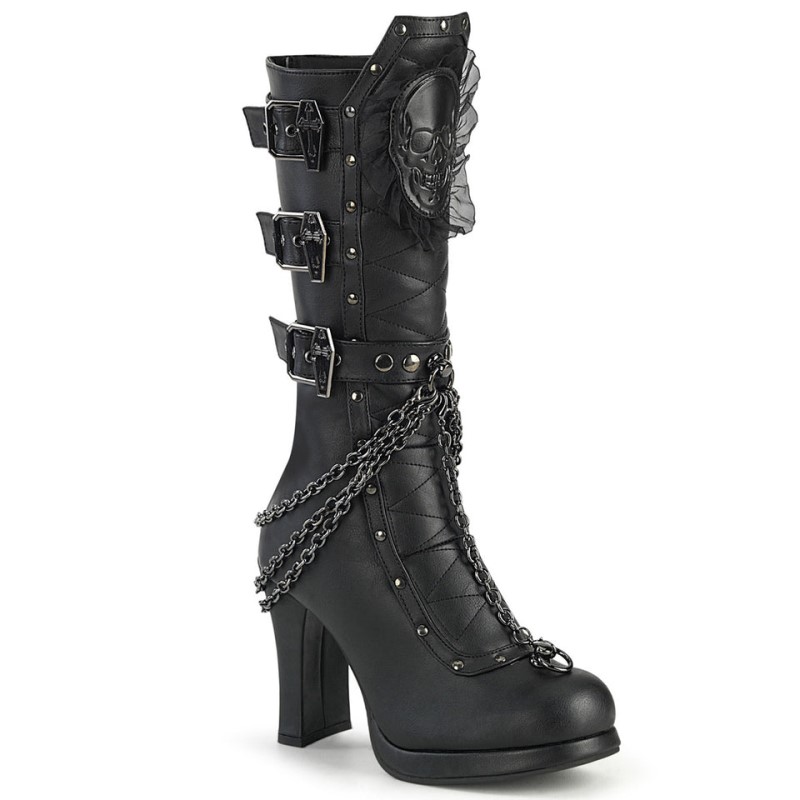 Demonia Crypto 67 - Heel Platform Women Mid-Calf Boots Black USA | CJ0-90159K2