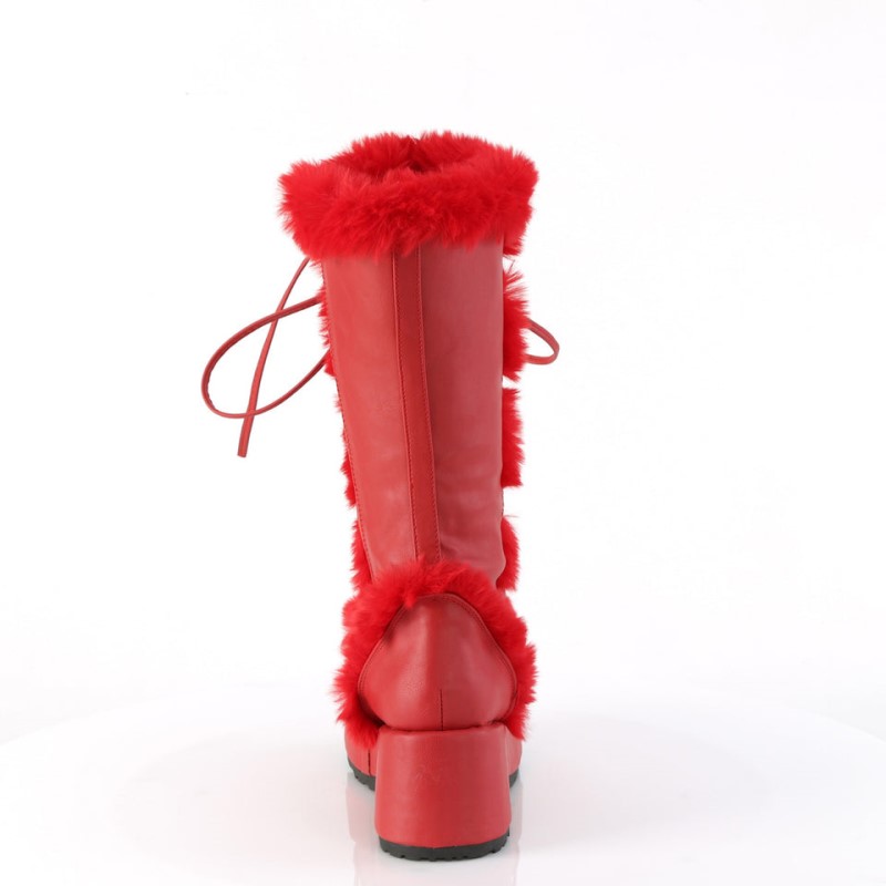 Demonia Cubby 311 - Platform Lace Up Women Mid-Calf Boots Red USA | JN7-18721Y0