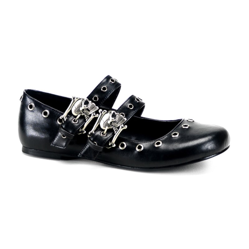 Demonia Daisy 03 Flats - Ballet Flat Double Strap Women Mary Janes Black USA | NT4-89858X8