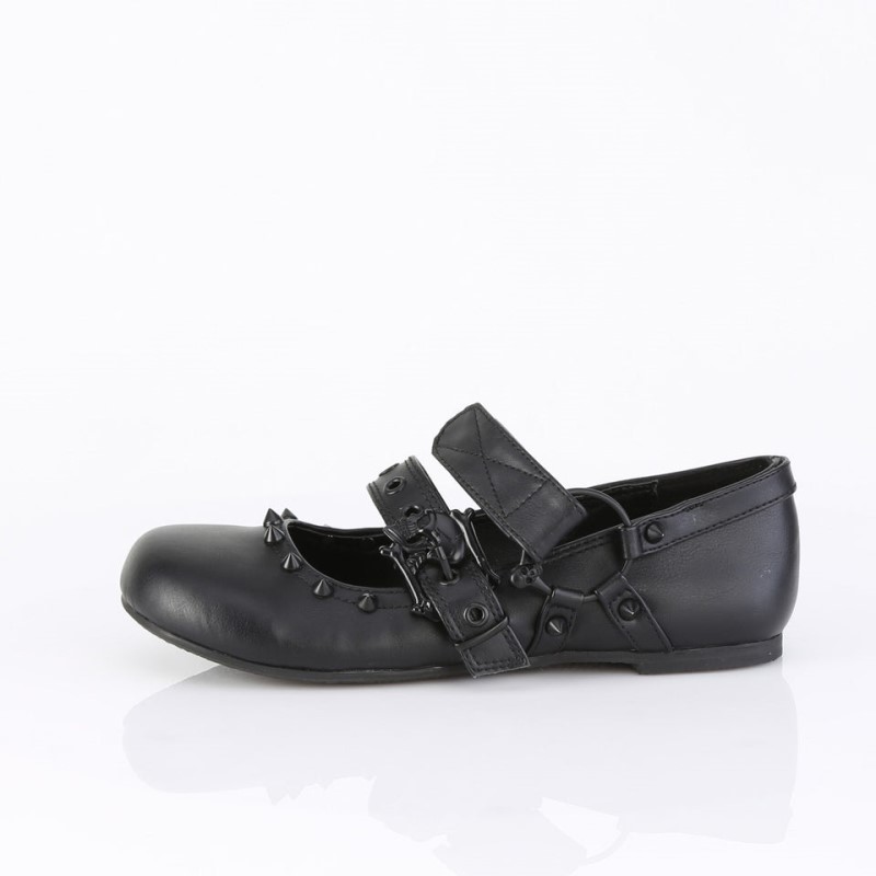 Demonia Daisy 08 - Ballet Flat Double Strap Women Mary Janes Black USA | JD4-98669A1