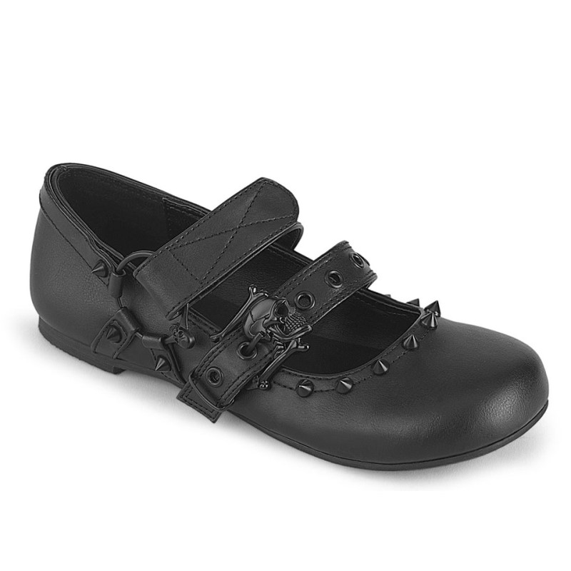 Demonia Daisy 08 - Ballet Flat Double Strap Women Mary Janes Black USA | JD4-98669A1