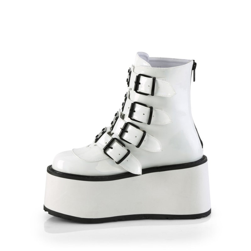 Demonia Damned 105 - Platform Women Ankle Boots White USA | CP4-48934T9