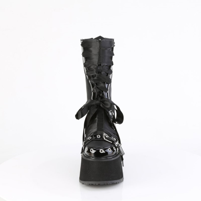 Demonia Damned 120 - Platform Lace Up Women Mid-Calf Boots Black USA | QM0-87568H0