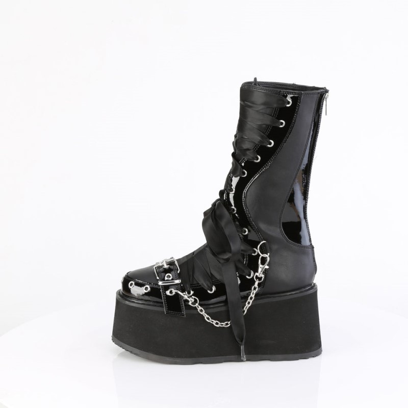 Demonia Damned 120 - Platform Lace Up Women Mid-Calf Boots Black USA | QM0-87568H0