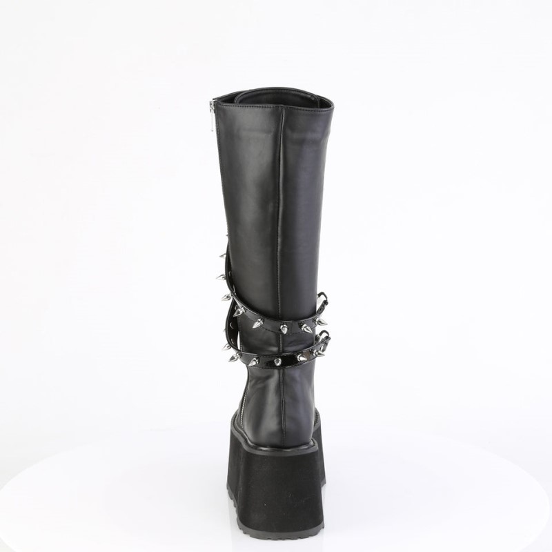 Demonia Damned 220 - Platform Lace Up Women Knee-High Boots Black USA | MJ4-73827H4