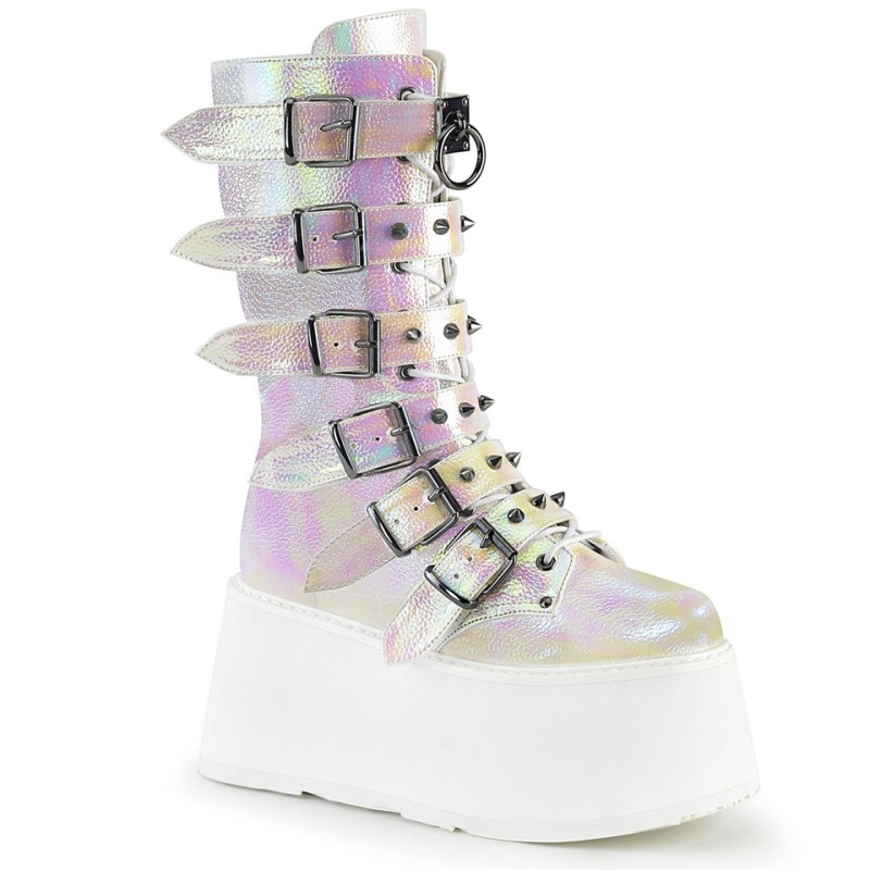 Demonia Damned 225 - Platform Lace Up Women Mid-Calf Boots Multicolor USA | QT2-01230J3