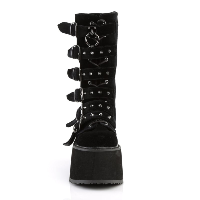 Demonia Damned 225 - Platform Lace Up Women Mid-Calf Boots Black USA | LG8-75957R7