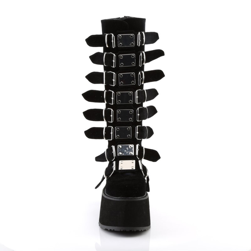 Demonia Damned 318 - Platform Women Knee-High Boots Black USA | VC4-56255N7