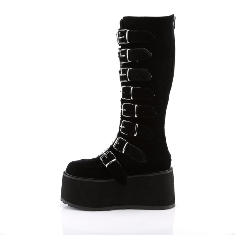 Demonia Damned 318 - Platform Women Knee-High Boots Black USA | VC4-56255N7