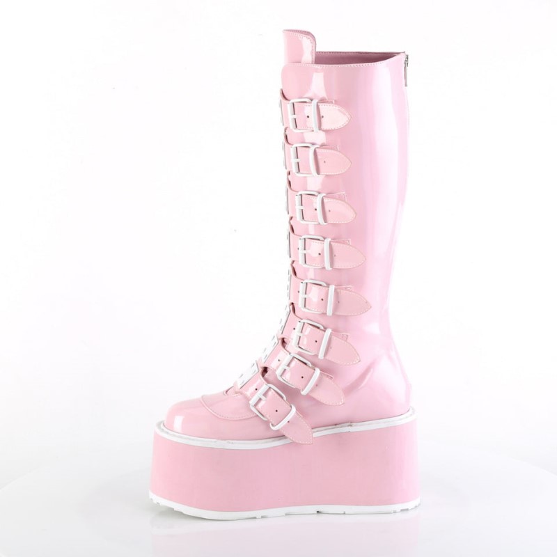 Demonia Damned 318 - Platform Women Knee-High Boots Pink USA | YI1-02720T8